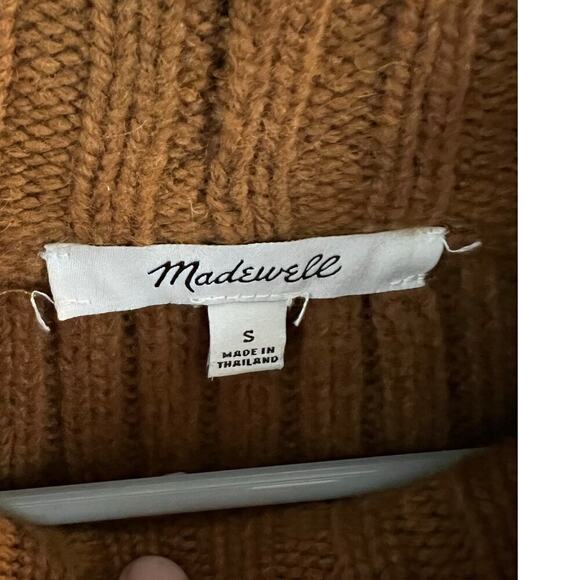 Madewell Stitch_Mix Mockneck Sweater, Brown, Small, MA757, Fall, Wool - Picture 4 of 11